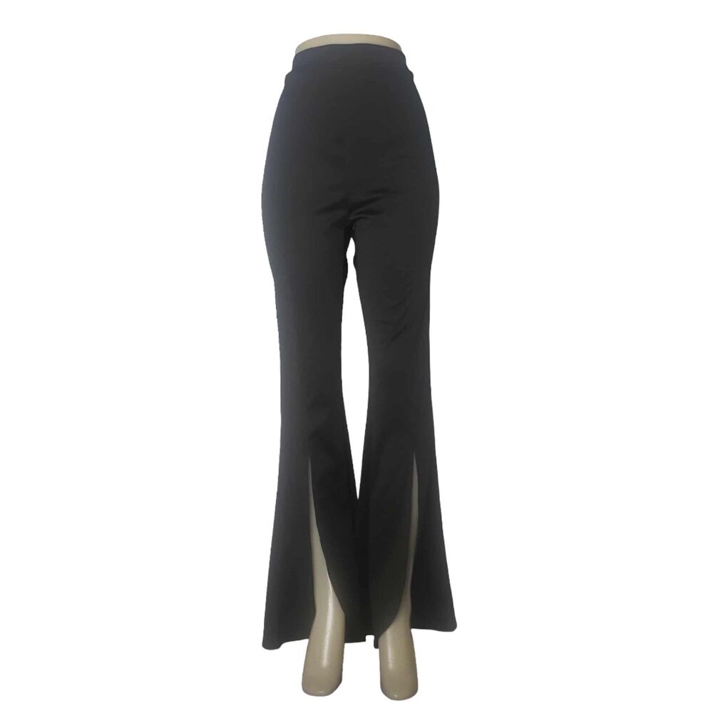 SHEIN Black Slit Front Tulip Hemmed Black Dress Pants Womens Size L